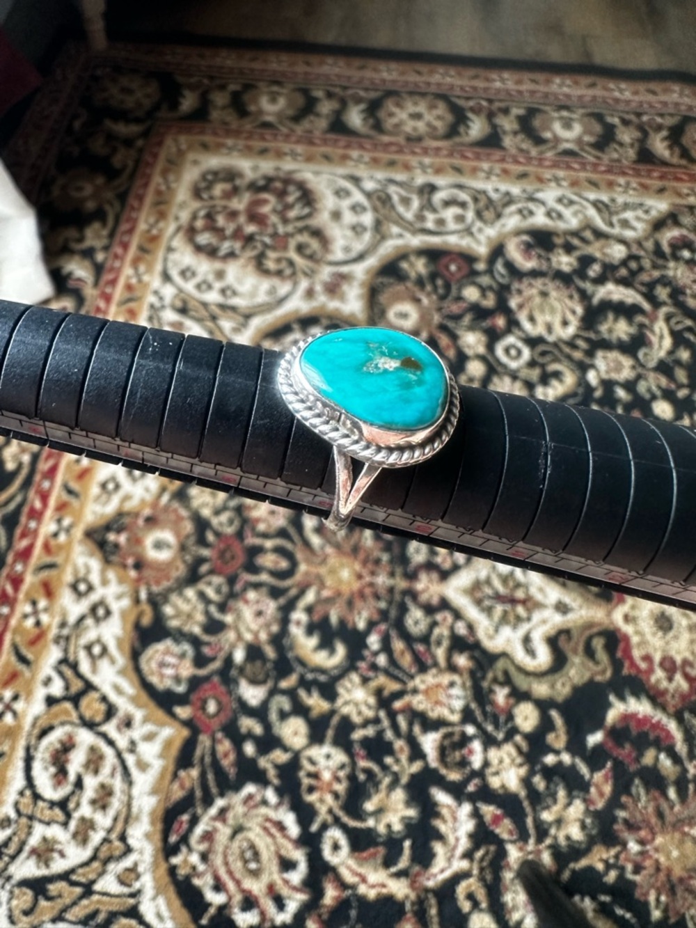 Genuine Turquoise Stone Sterling silver ring Size 9